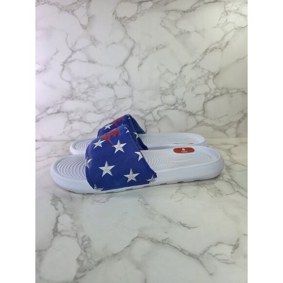 Nike Women's Victori One Slide Sandals Red/White/Blue #CN9676-400 Size:8 - Picture 2 of 6